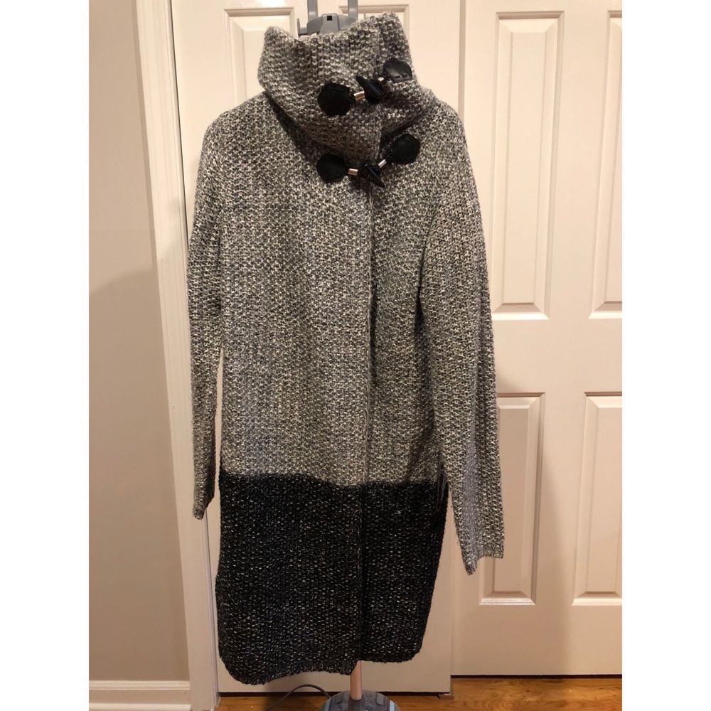 Long Black/Grey Duster Sweater - Sz L